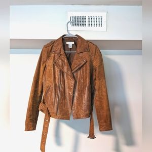 Newport News Brown Leather jacket //Womens Size 6//